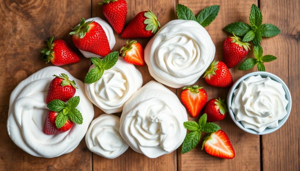 Ingrédients pour pavlova aux fraises