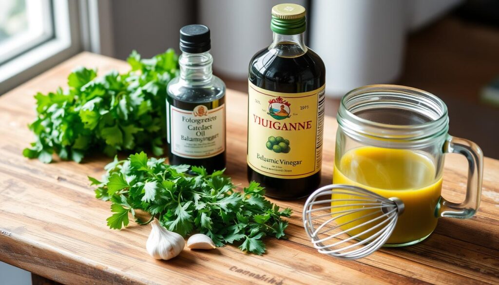 Préparation de la vinaigrette pour recette rillette de maquereau