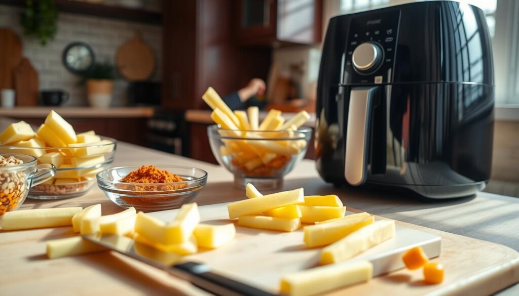 Préparation des frites air fryer