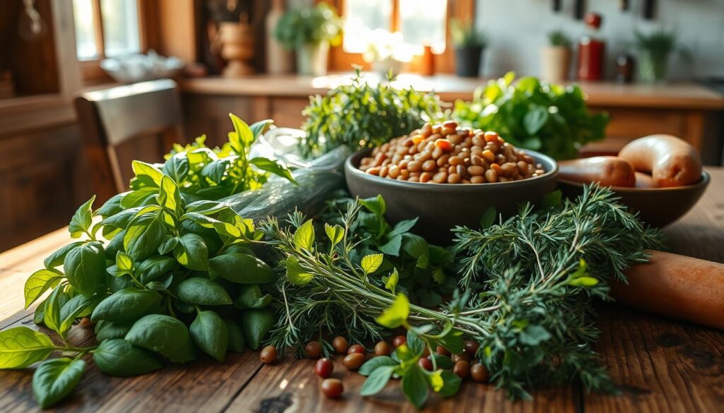 herbes aromatiques lentilles