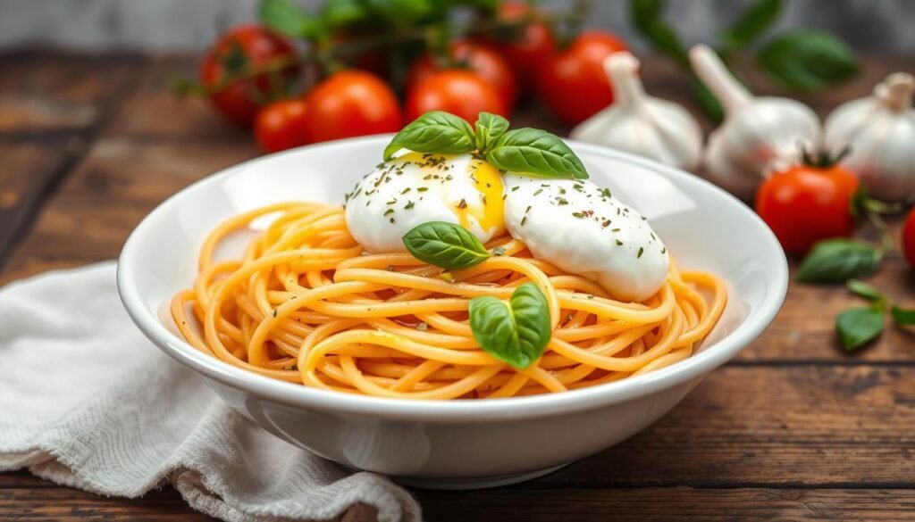 spaghetti burrata