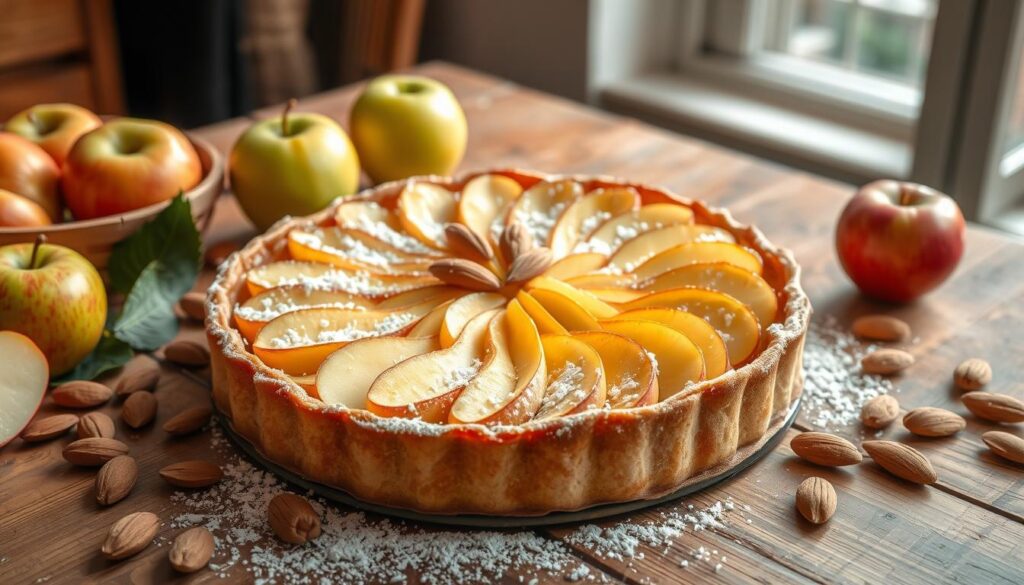 tarte aux pommes frangipane en cuisine