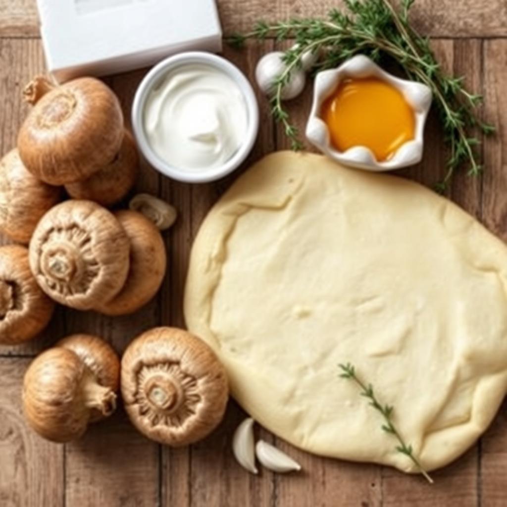 Ingrédients pour tarte aux champignons