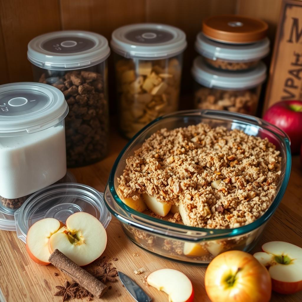 conservation des aliments dans le crumble aux pommes