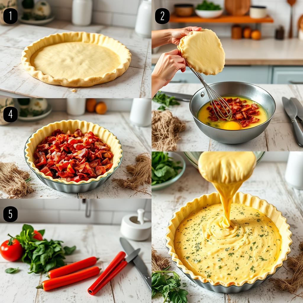 étapes recette quiche